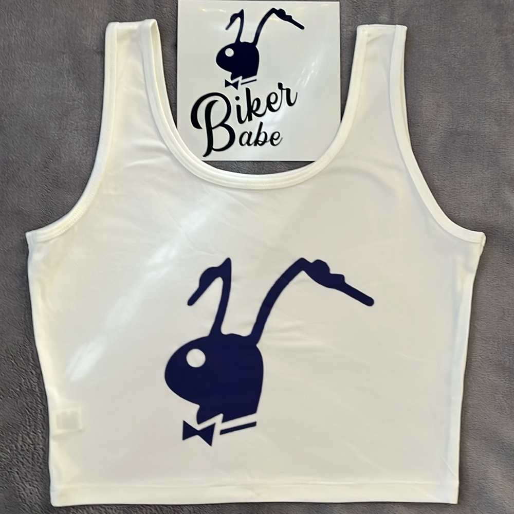 Custom Made Biker Playboy Bunny Crop Top